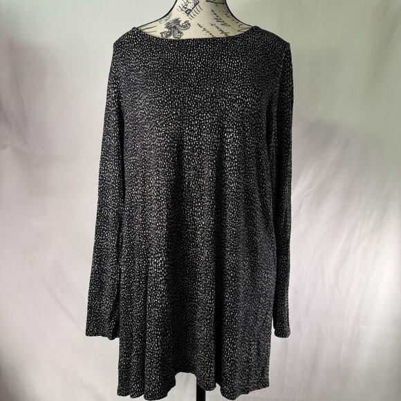 J Jill‎ Wearever Collection Tunic Top Med Black White Slinky Knit - Picture 1 of 8